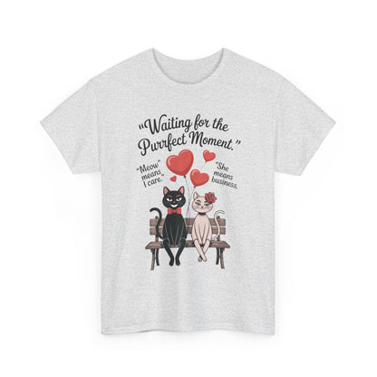 Cute Cat Lovers Tee, Womens Heavy Cotton Tee for Pet Owners, Funny Cat Shirt, Gift for Cat Lovers, Casual T-Shirt, Animal Art Tee