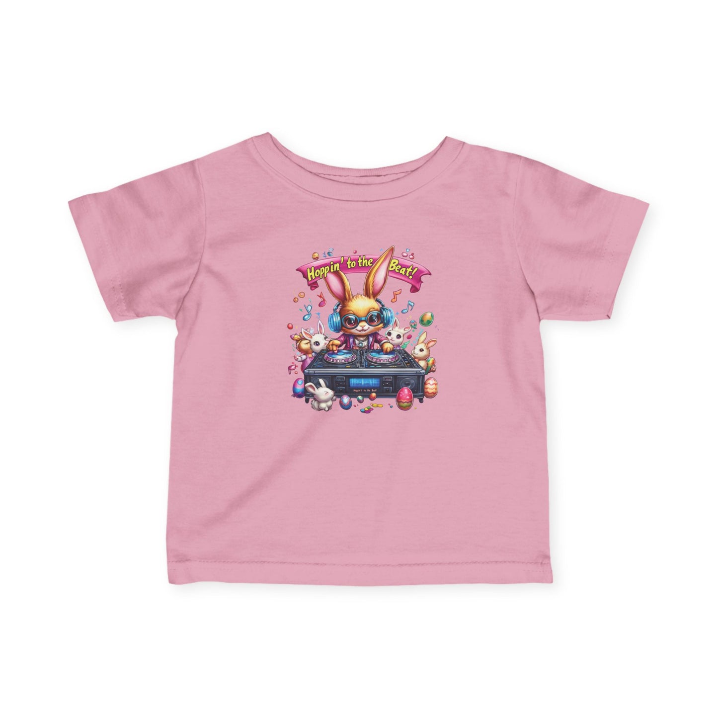 DJ Bunny Infant T-Shirt - Fun Easter Music Shirt for Babies 6 - 24 Months, Cute Spring Outfit with Playful Bunny and Colorful Music Vibes