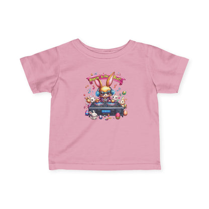 DJ Bunny Infant T-Shirt - Fun Easter Music Shirt for Babies 6 - 24 Months, Cute Spring Outfit with Playful Bunny and Colorful Music Vibes
