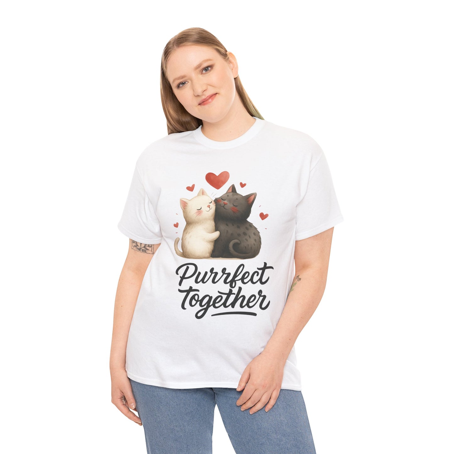 Purrfect Together Cat Womens Tee, Cute Cat Lovers Gift, Funny Animal T-Shirt, Womens Cotton Graphic Tee, Perfect for Valentine's Day, Pet [...]