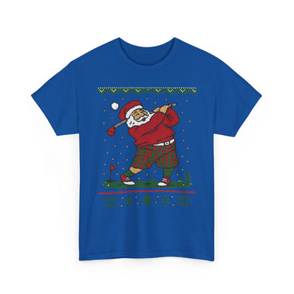 Funny Golfing Santa Christmas T-Shirt, Ugly Christmas Golf Shirt for Men, Holiday Golf Player Tee