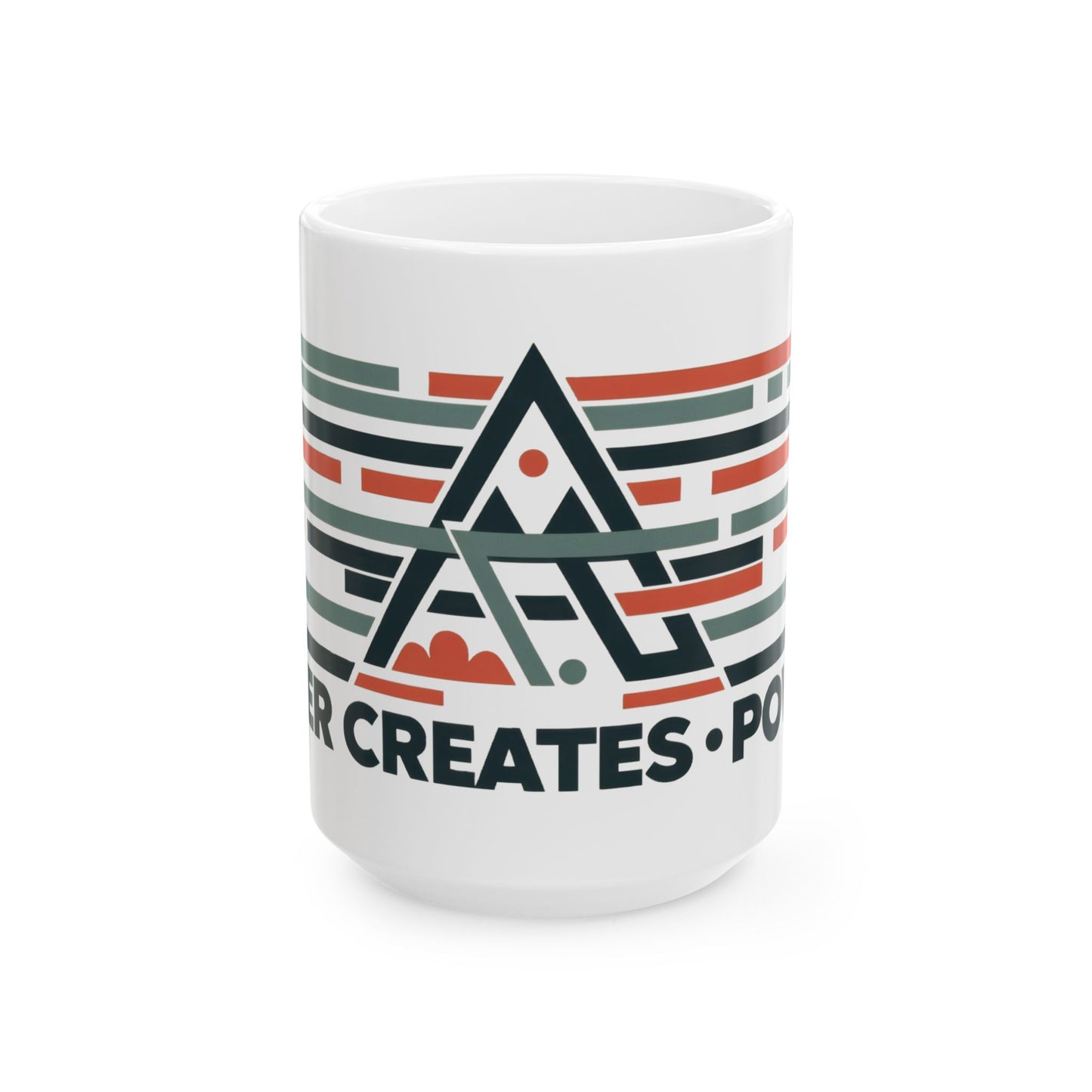 Order Creates Power Coffee Mug, Minimal Geometric Triangle Wraparound Cup, Scandinavian Modern Gift for Men, Ceramic Mug, (11oz, 15oz)
