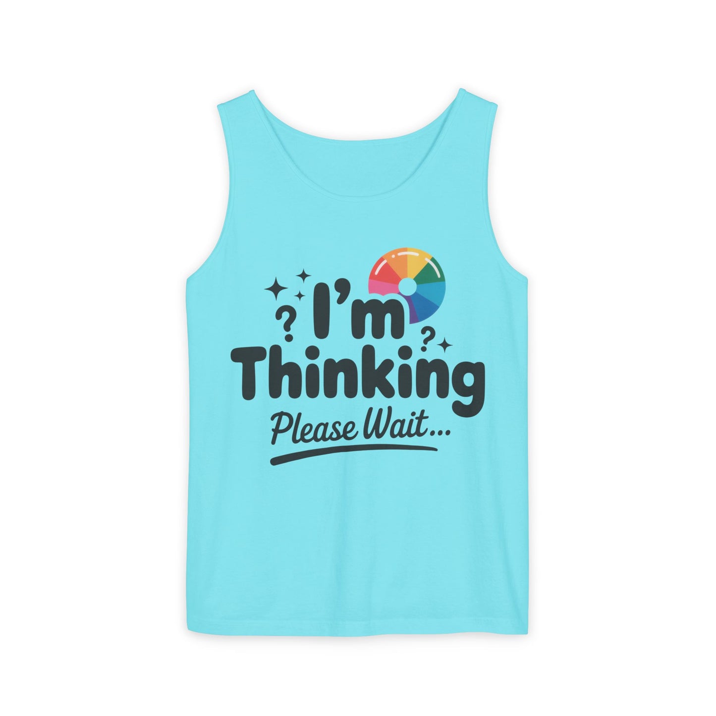 Funny - Im Thinking Please Wait - Mens Tank Top, Cute Geeky Gift for Introverts, Programmers, Designers, Fun Humor Shirt, Gift for Adults