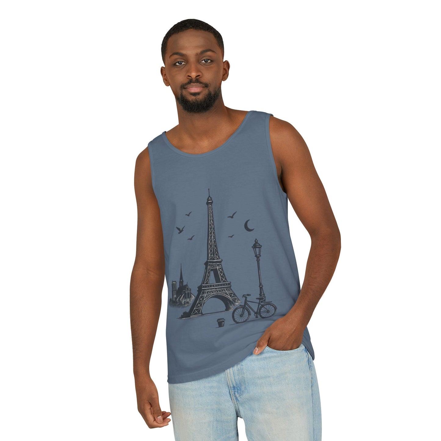 Parisian Dreams Tank Top, Unisex Summer Wear, Graphic Tee, Travel Inspired Apparel, Vacation Outfit, Casual Tank for All Occasions