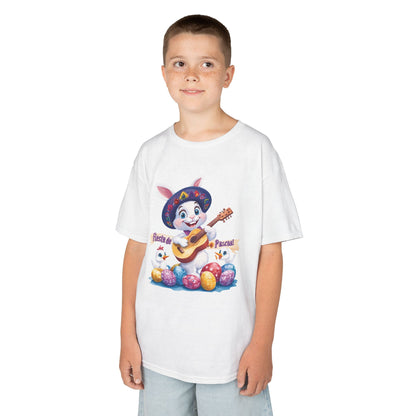 Mexican Easter Bunny Kids T-Shirt - Fiesta de Pascua Shirt with Guitar, Fun Spring Festival Tee, Colorful Holiday Gift for Children