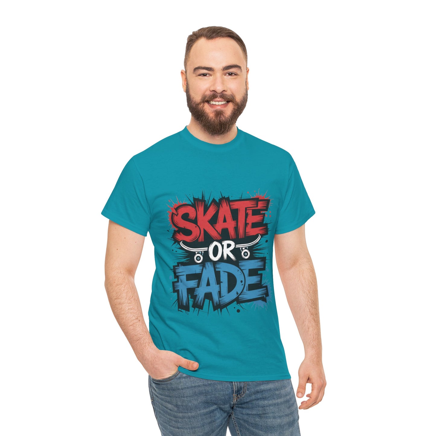 Skate Or Fade Men's T-Shirt, Graffiti Skateboarding Graphic Tee, Urban Streetwear Skater Top