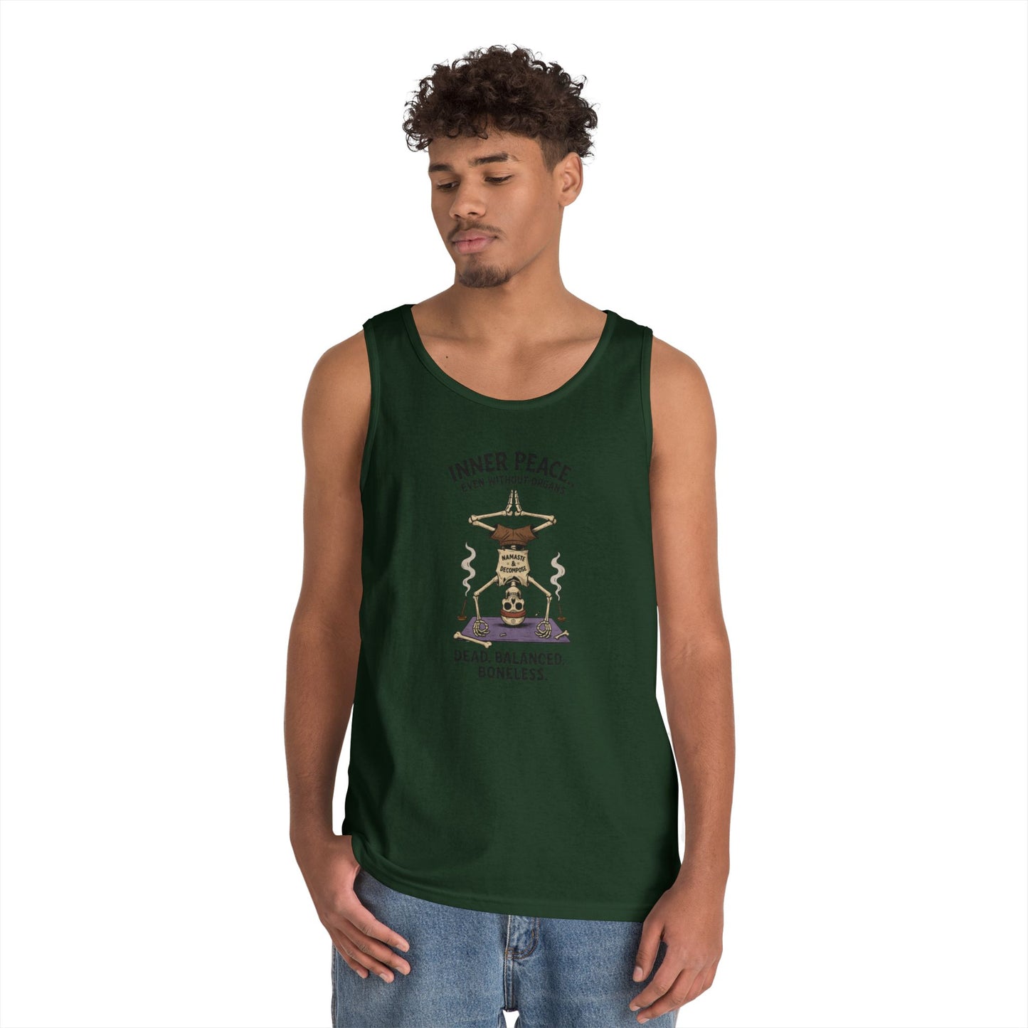 Inner Peace Skeleton Yoga Unisex Tank Top, Dark Humor Meditation Tee, Gift for Mindfulness Lovers, Yoga Shirt, Peaceful Vibes
