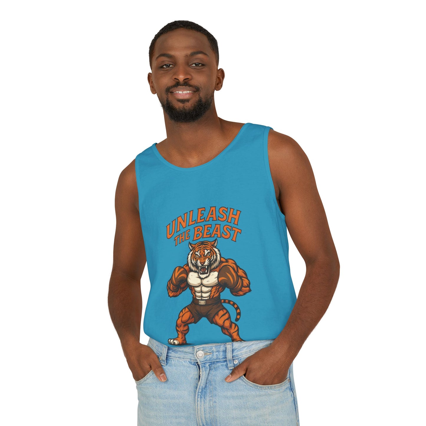 Unleash The Beast Tiger Gym Tank Top - Mens Workout Muscle Tank, Fitness Motivation Sleeveless Shirt, Bodybuilding Top, Strong Beast Gym Top