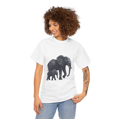 Geometric Elephant Tee - Minimalist Art Shirt, Nature Lover Gift, Animal Print T-Shirt, Unisex Cotton Tee, Eco-Friendly Wear