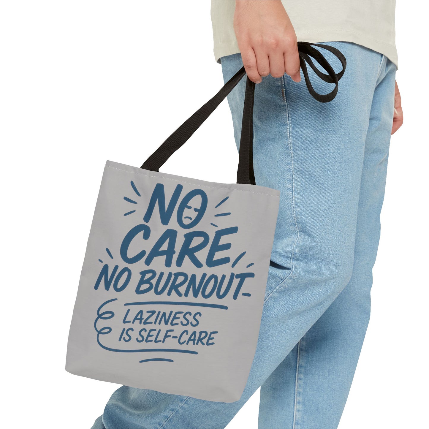 Laziness is Self-Care Funny Quote Bag, Oversized Reusable Canvas Shopping Tote, Sarcastic Self-Care Gift, Weekend Getaway, Everyday Use