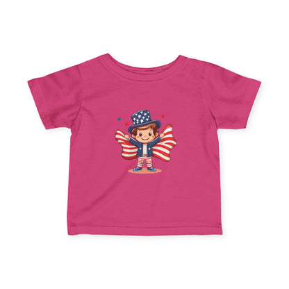 Patriotic Infant Tee, Cute Kid T-Shirt for 4th of July, Baby Independence Day Shirt, Toddler Flag Outfit, American Spirit Clothes