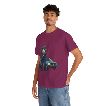 Cool Police Wolf Cartoon Shirt, Funny Cop Animal Graphic Tee,  Law Enforcement Gift T-Shirt, Tee for Dog Lovers, Gifts for Police Week