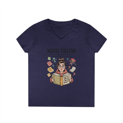 Nodus Tollens V-Neck T-Shirt, Women's Heavy Cotton Shirt, Latin Words, Moods & Modes, Self-Awareness, Quirky Humor Shirt