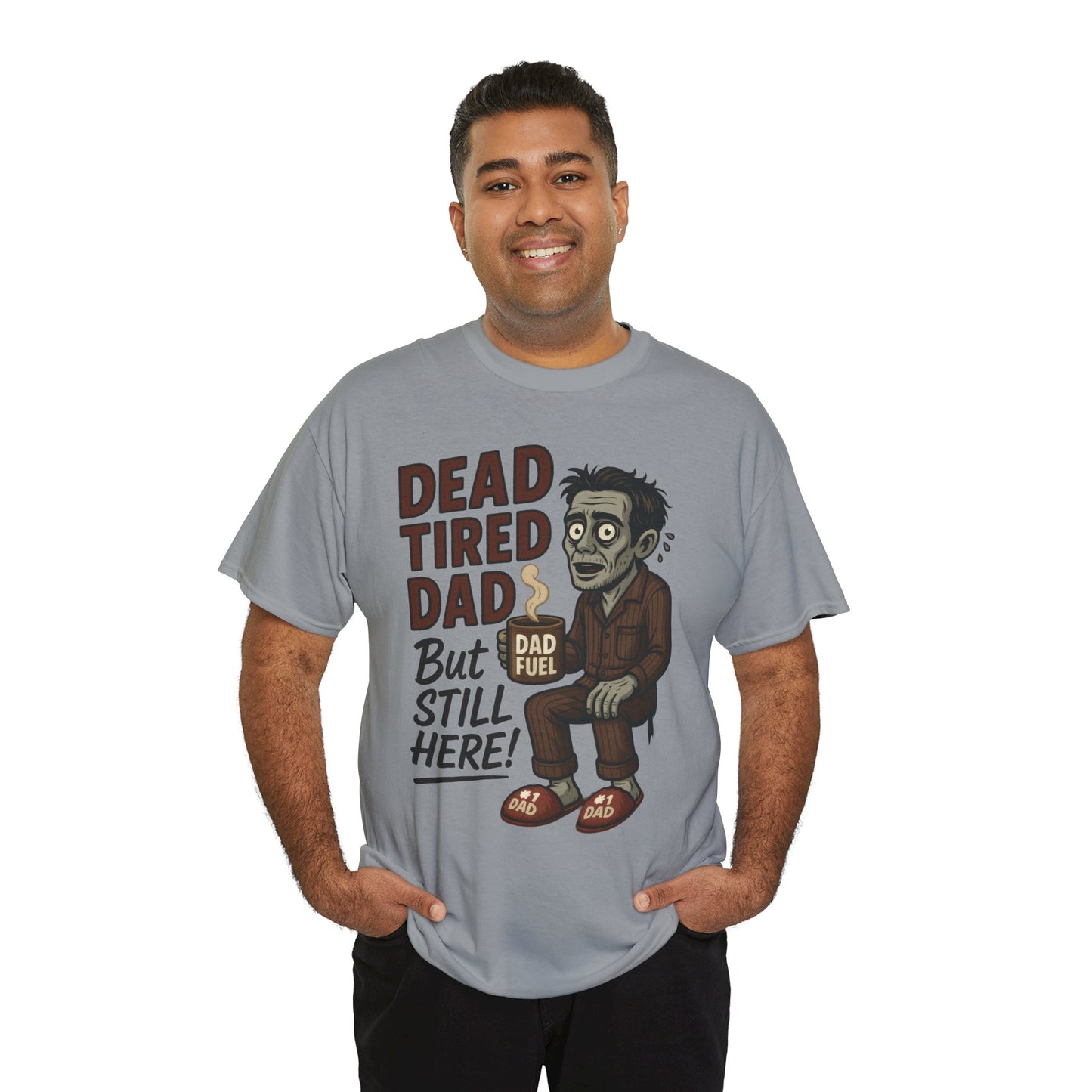 Dead Tired Dad Funny Zombie Coffee Men's T-Shirt, Father's Day Gift for Men, Dad Fuel Graphic Tee, Halloween Dad Tee