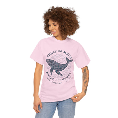 Water Element Whale Tee, Sigillum Aquae Symbol, Flow Intuition Healing, Spiritual Ocean Totem Tee, Nature Energy Shirt, Mindfulness Fashion
