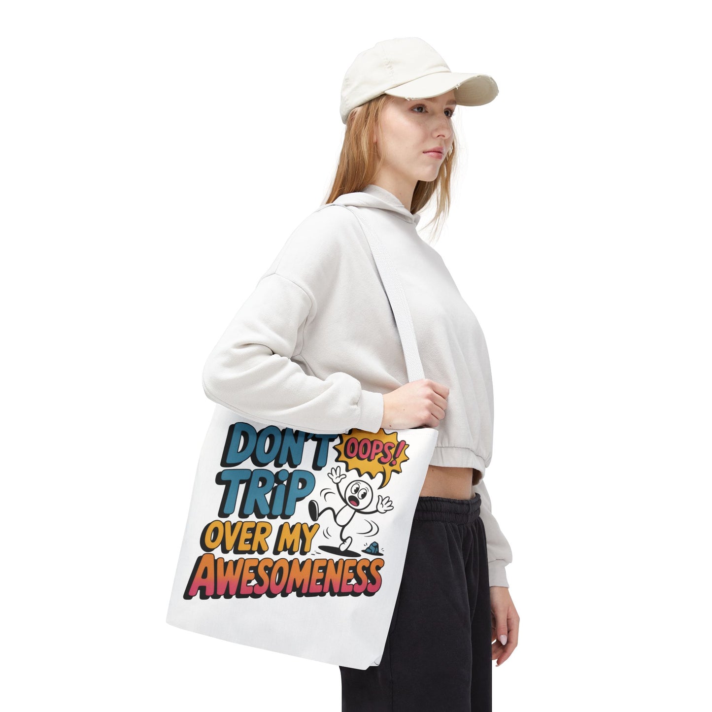 Funny Tote Bag - "Don't Trip Over My Awesomeness" - Perfect for Gifts, Beach Days, Shopping, & More!, , Large Tote Bag, beach weekender bag