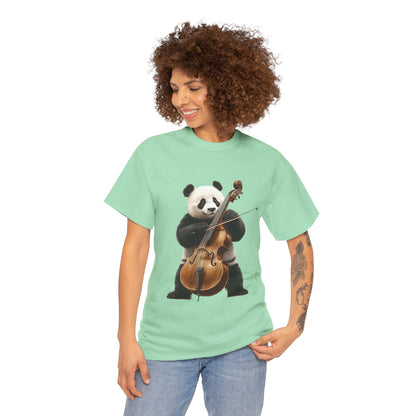 Panda Musician Tee - Cute Animal Graphic Shirt for Music Lovers, Gift for Panda Fans, Unique Concert Outfit, Casual Wear, Cellist Panda