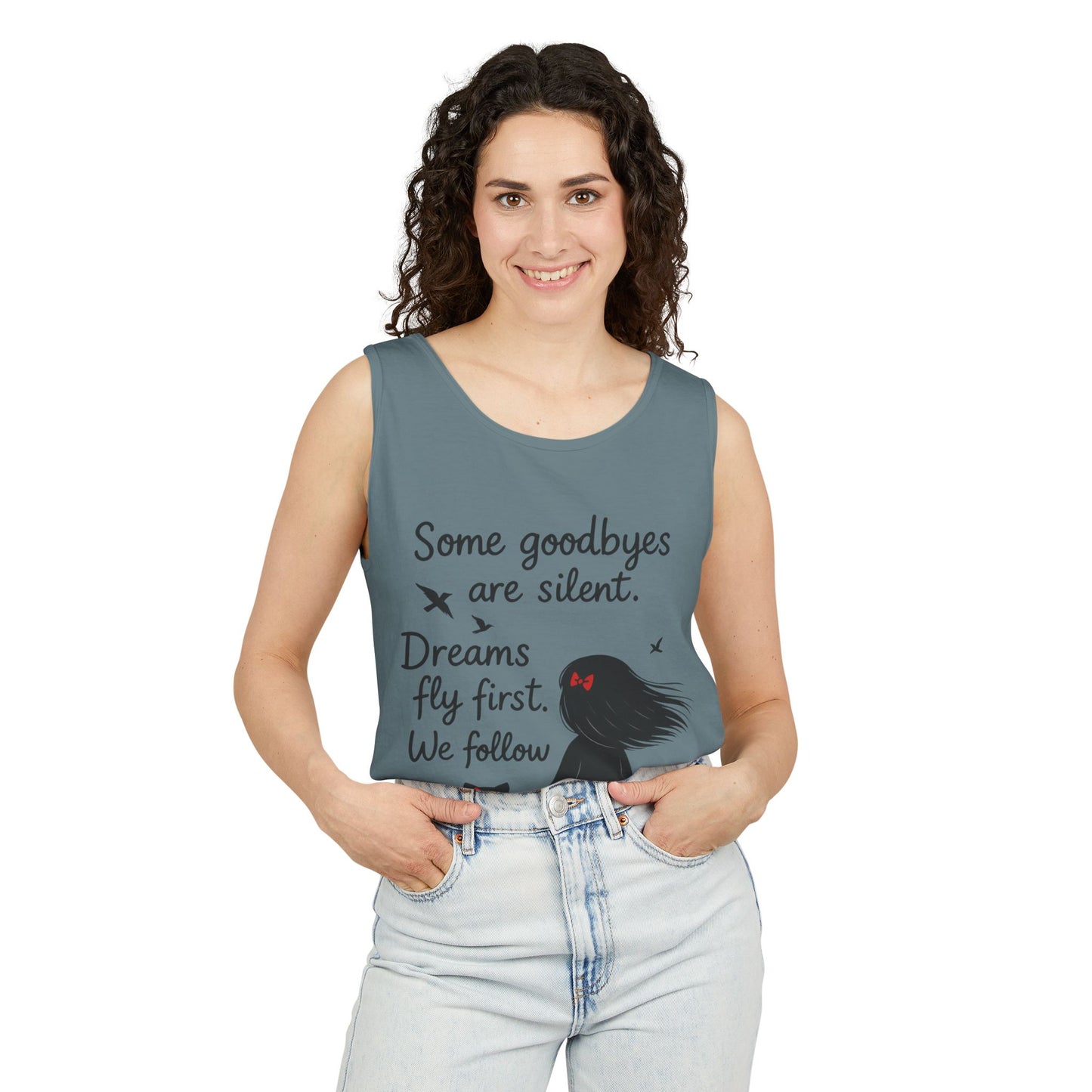 Minimalist Tank Top, Womens Tank, Girl & Cat Art Print, Emotional Lightweight Summer Shirt,  Inspirational Apparel, Cat Lover Gift