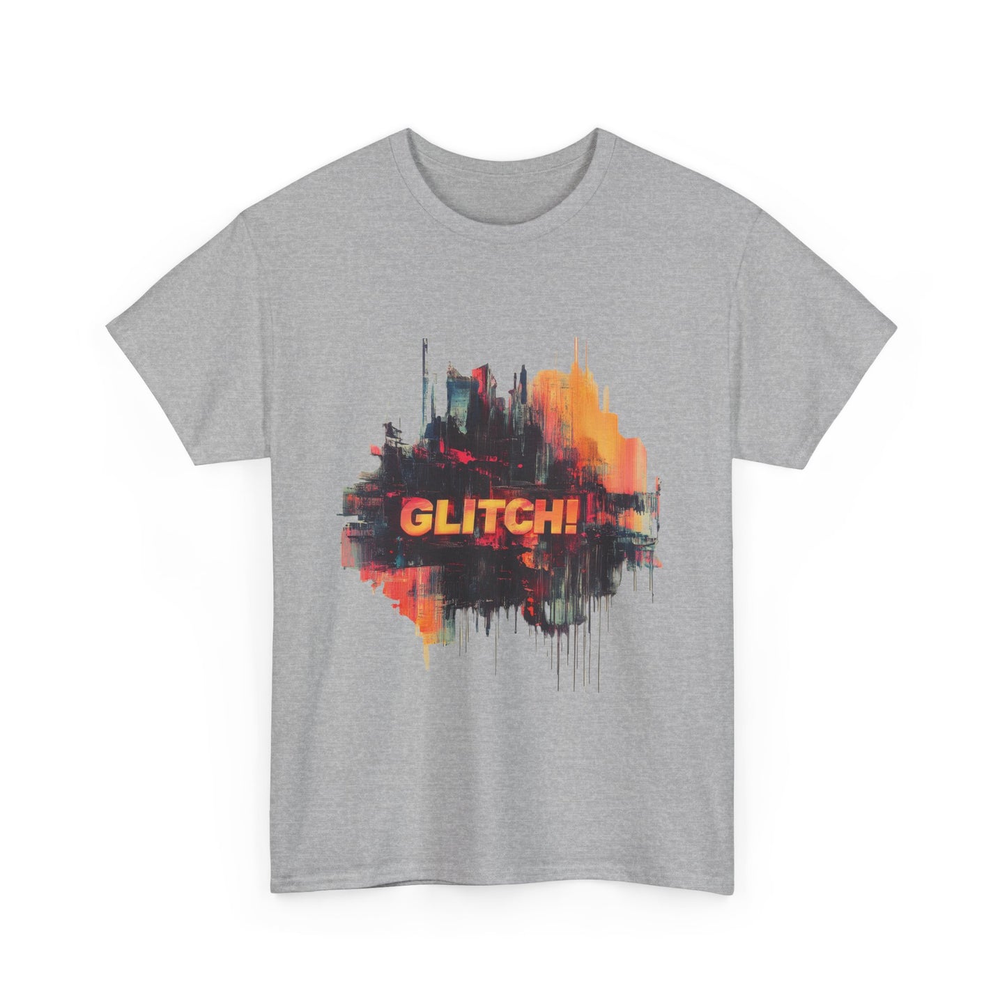 Glitch Art Unisex Heavy Cotton Tee, Trendy Graphic Top, Gift for Tech Lovers, Abstract Street Style Graphic Tee,Techcore Aesthetic Shirt