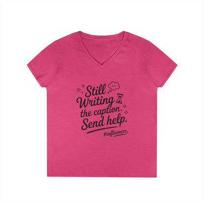 Funny Influencer Womens V-Neck T-Shirt, Social Media Tee, Funny Tee for Creatives, Gift Social Media Lovers, Fun Gift for Content Creators