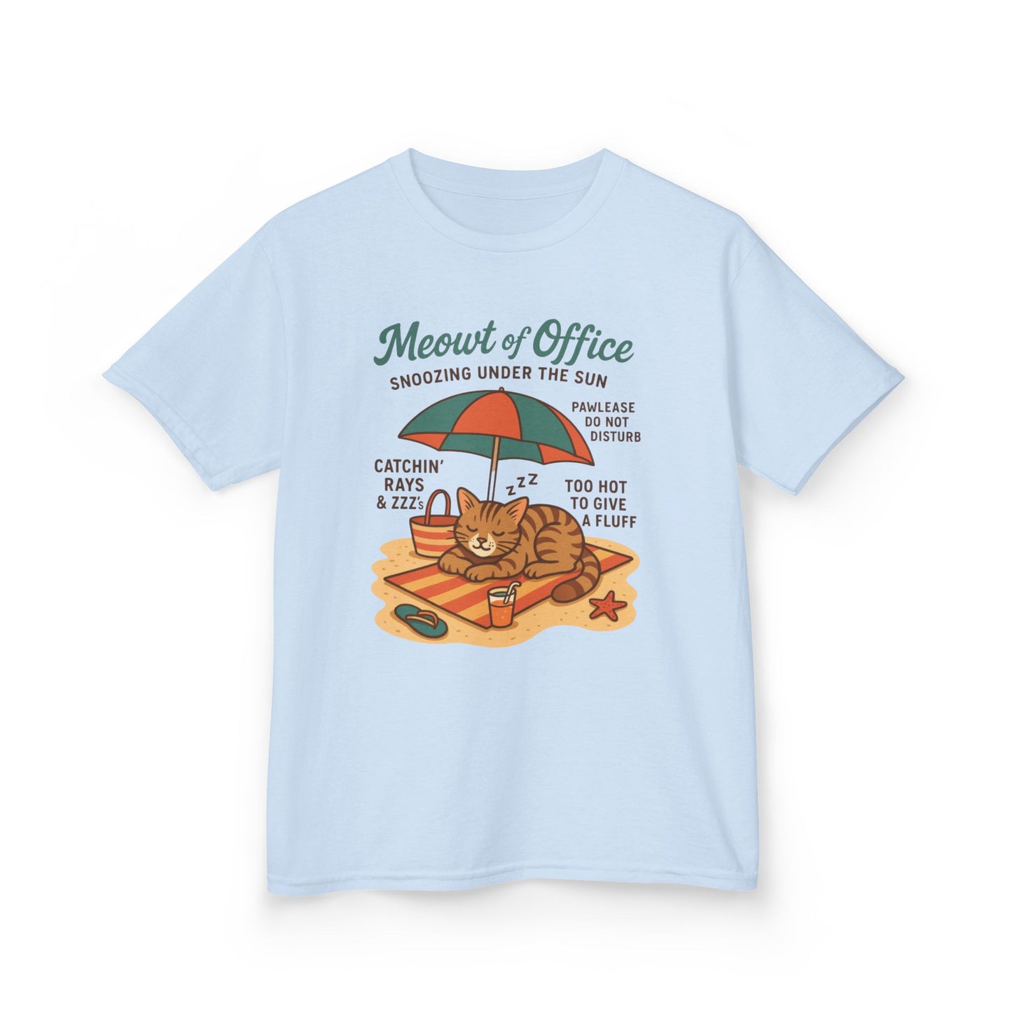 Kids Cat-Themed T-Shirt - Meowt of Office, Cute Summer Tee, Cat Lover Gift, Fun Playwear, Summer Beach Vacation Tee