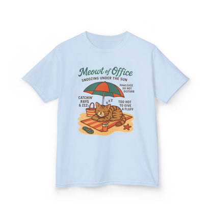 Kids Cat-Themed T-Shirt - Meowt of Office, Cute Summer Tee, Cat Lover Gift, Fun Playwear, Summer Beach Vacation Tee