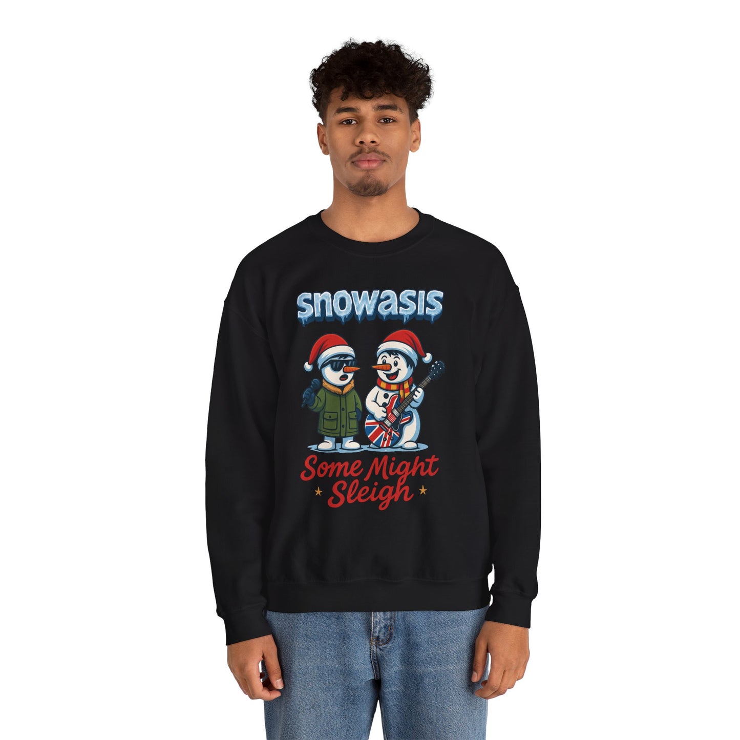 Snowasis Some Might Sleigh Men's Christmas Sweatshirt, Funny Rock Holiday Sweater