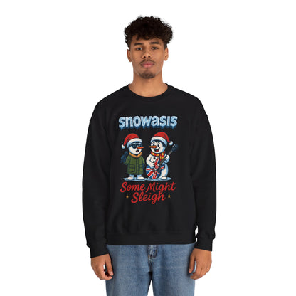 Snowasis Some Might Sleigh Men's Christmas Sweatshirt, Funny Rock Holiday Sweater
