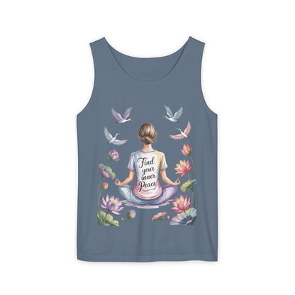 Meditation Floral Womens Tank Top, Find Your Inner Peace, Yoga Apparel, Gift for Mindfulness, Summer Relaxed Wear