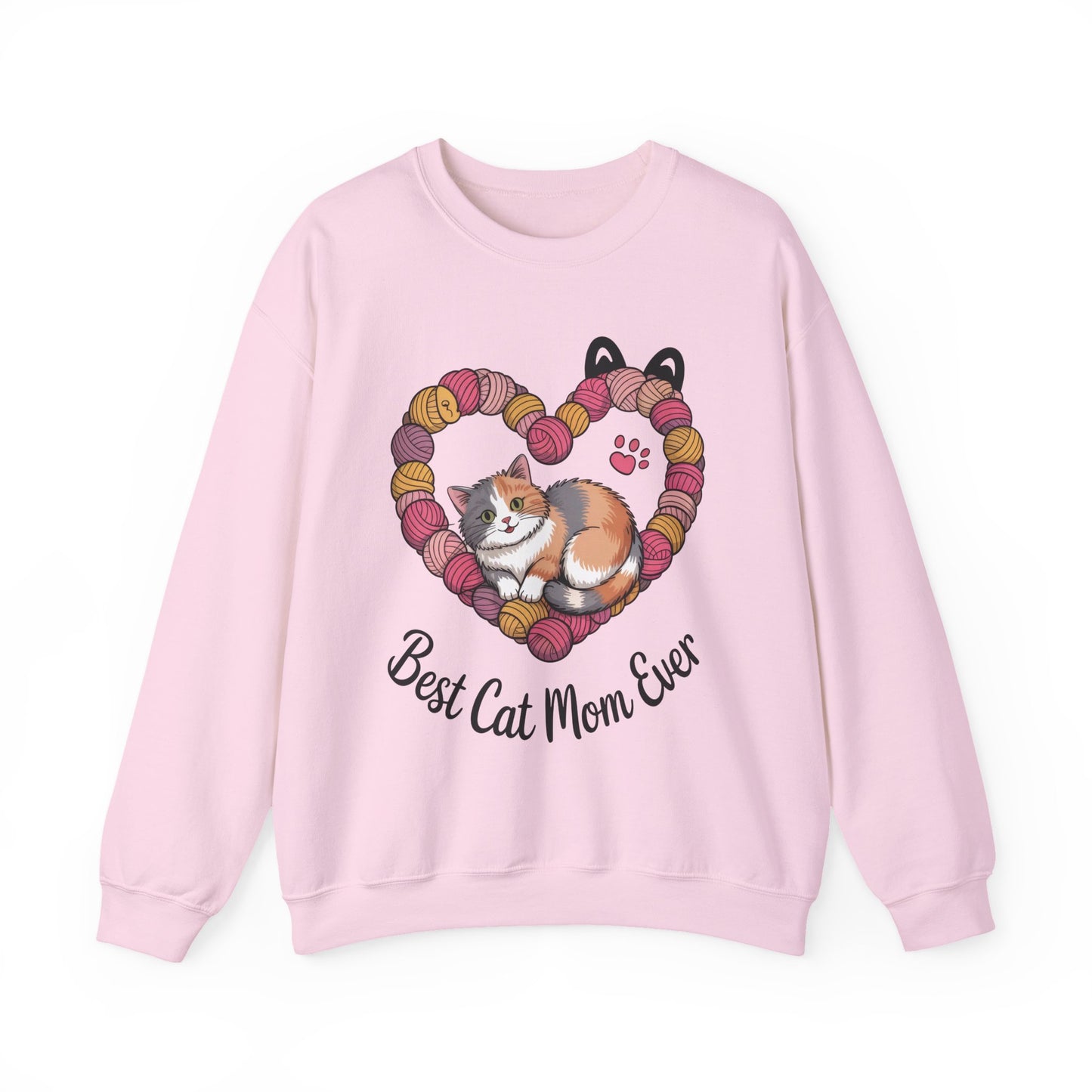 Best Cat Mom Ever Sweatshirt, Cozy Cat Lover Gift, Mother's Day Apparel, Pet Owner Sweatshirt, Cute Gift for Cat Moms, Yarn Themed