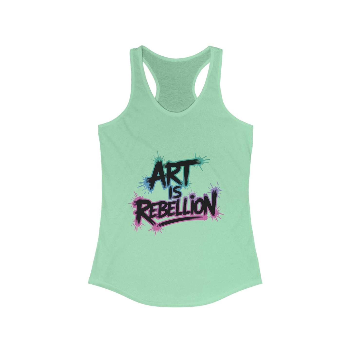 Women's Ideal Racerback Tank, Art Is Rebellion Women's Tank Top, Graffiti Graphic Tank, Bold Rebel Statement Summer Shirt