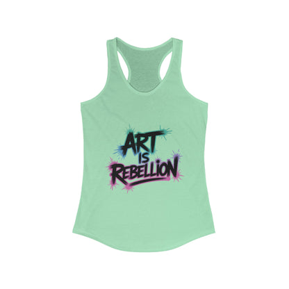 Women's Ideal Racerback Tank, Art Is Rebellion Women's Tank Top, Graffiti Graphic Tank, Bold Rebel Statement Summer Shirt