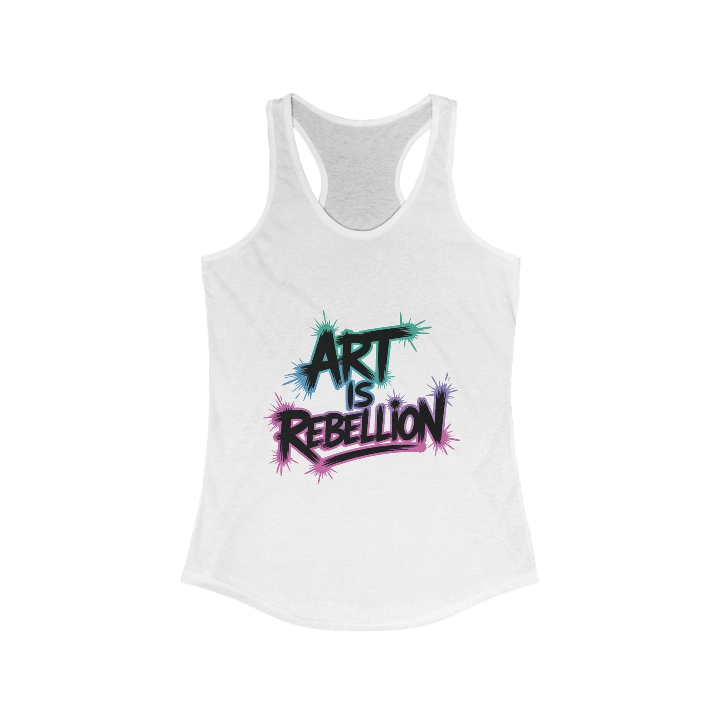 Women's Ideal Racerback Tank, Art Is Rebellion Women's Tank Top, Graffiti Graphic Tank, Bold Rebel Statement Summer Shirt