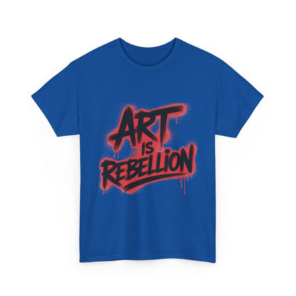 Men's Heavy Cotton Tee, Art Is Rebellion Men's T-Shirt, Graffiti Street Art Graphic Tee, Urban Skate Punk Style Shirt