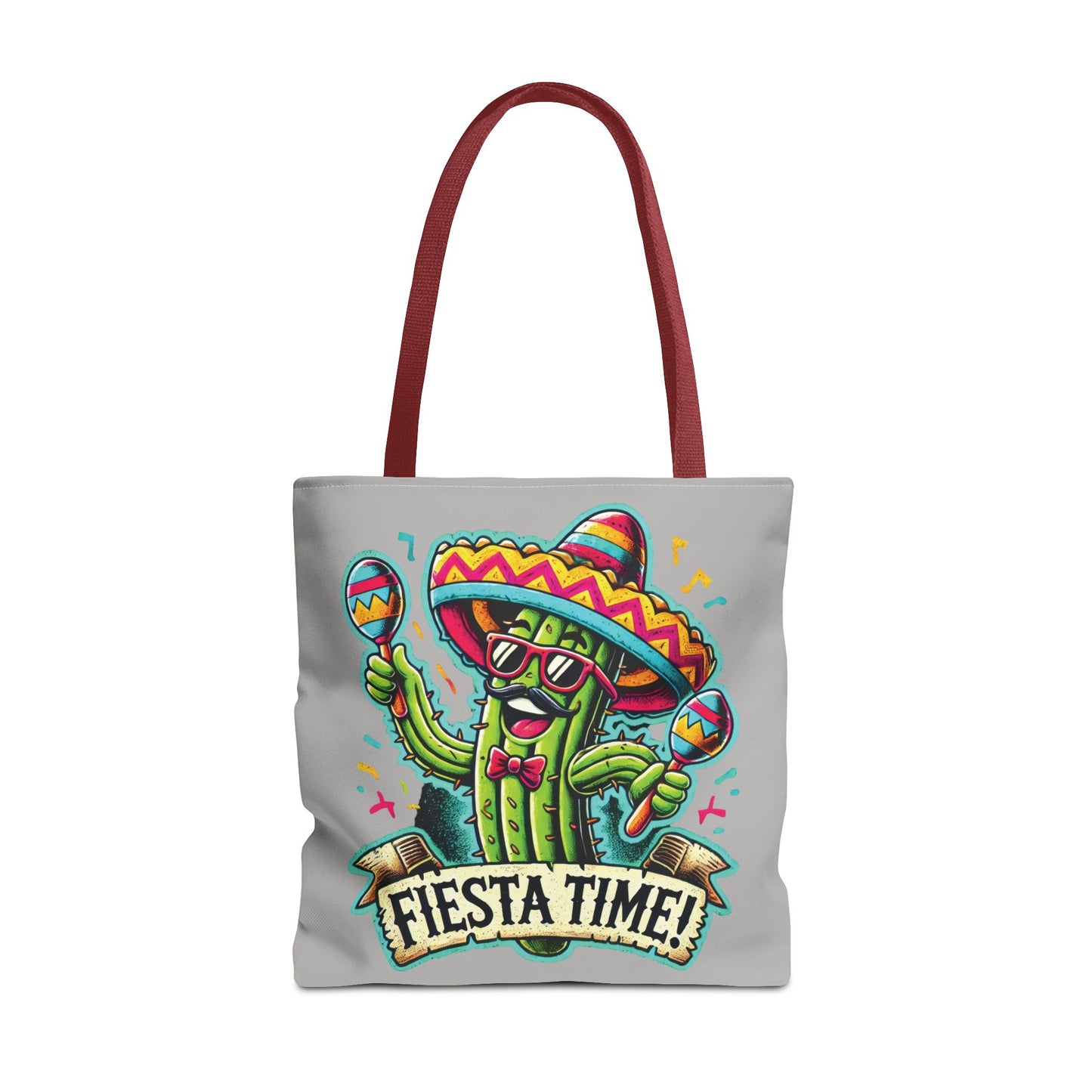Fiesta Time Cactus Tote Bag, Funny Mexican Party Gift, Sombrero Maracas Print, Cinco de Mayo Bag, Summer Festival Tote, Beach Bag, Shopping