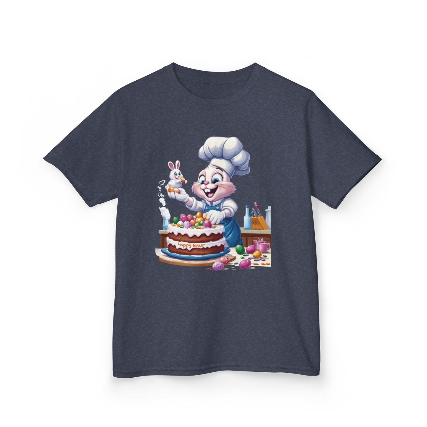 Pastry Chef Easter Bunny T-Shirt - Cute Spring Tee with Chef Bunny and Colorful Cake, Fun Holiday Gift for Kids and Bunny Lovers