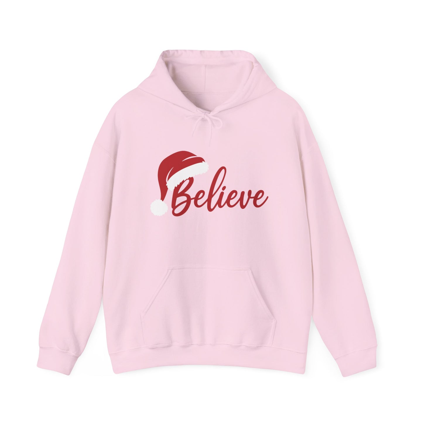 Believe Christmas Women's Hoodie, Minimal Santa Hat Holiday Sweatshirt for Women