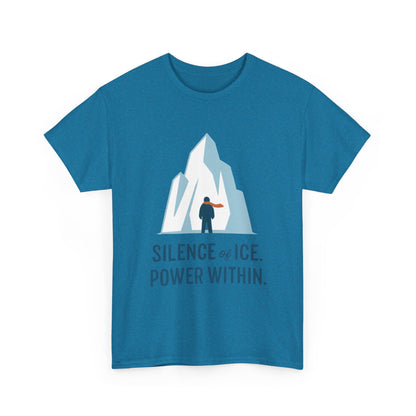 Silence of Ice Power Within Mens T-Shirt,  Minimalist Nordic Iceberg Graphic Tee