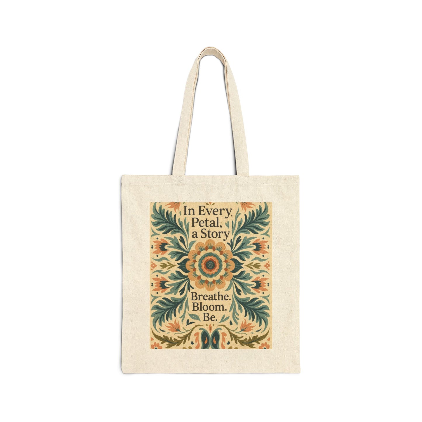 Inspirational Cotton Canvas Tote Bag, Eco-Friendly, Grocery Bag, Gift, Art Tote, Floral Design