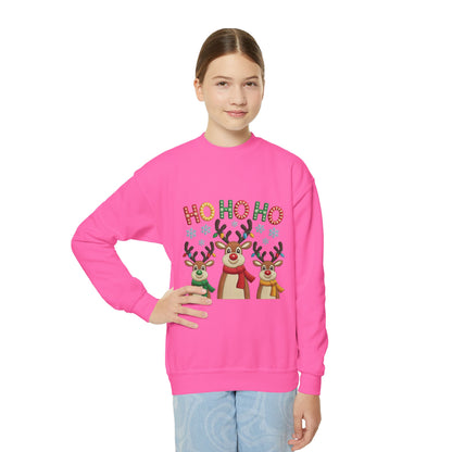 Ho Ho Ho Reindeer Sweatshirt for Girls, Cute Kids Christmas Pullover