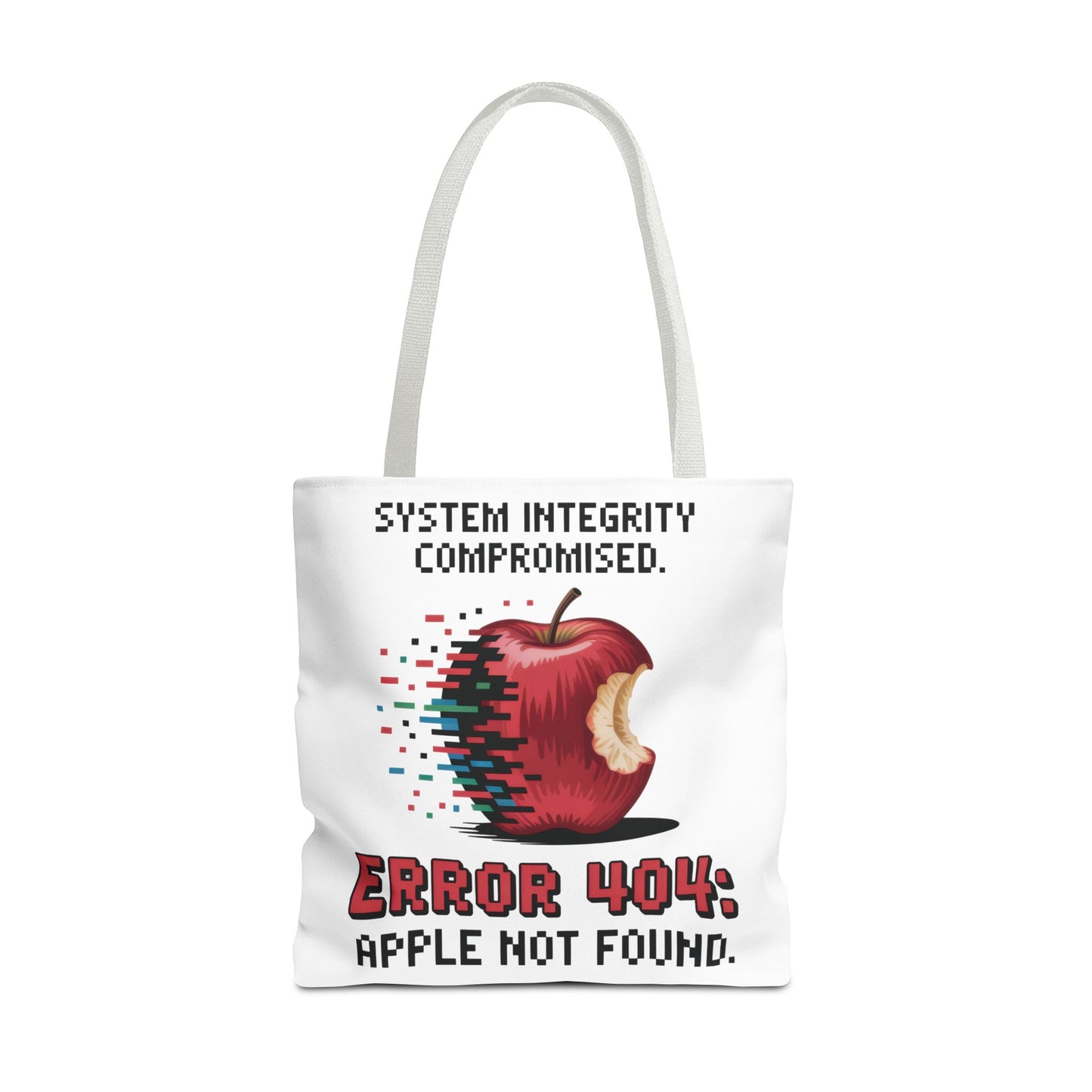 Error 404 Apple Tote Bag, Geek Tote, Funny Shopping Bag, Gift for Tech Lovers, Apple Lovers Tote, Digital Design Bag, Weekender Bag, Beach Bag, Large Canvas Bag