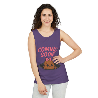 Coming Soon Maternity  Tank Top, Cute Baby Girl Pregnancy Announcement Shirt, Expecting Mom Gift, Gender Reveal Tank, Baby Shower Gift