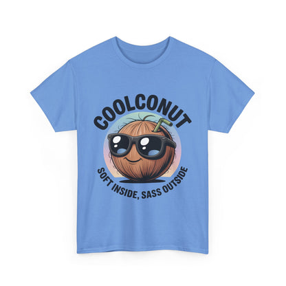 Coolconut Women's Heavy Cotton Tee, Fun Casual Shirt, Gift for Coconut Lovers, Summer Vibes Tee, Soft Inside Sass Outside Shirt
