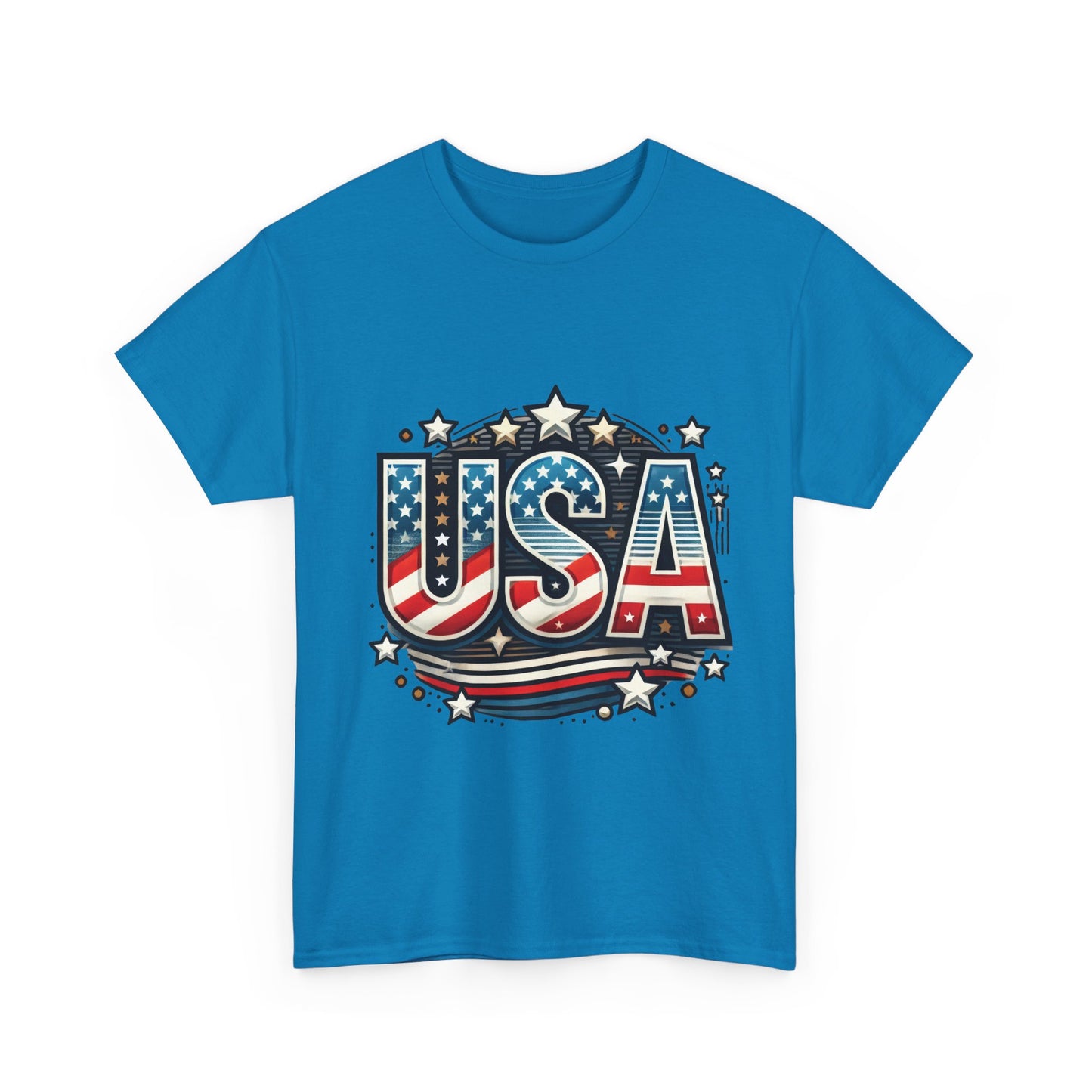 Patriotic USA T-Shirt, Unisex Heavy Cotton Tee for Independence Day, Memorial Day, 4th of July, Casual Wear, Gifts