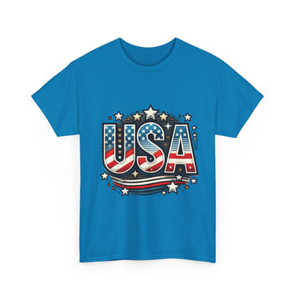 Patriotic USA T-Shirt, Unisex Heavy Cotton Tee for Independence Day, Memorial Day, 4th of July, Casual Wear, Gifts
