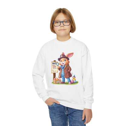 Easter Bunny Detective Kids Sweatshirt - Fun Egg Hunt Design, Cute Spring Holiday Outfit, Youth Crewneck for Boys & Girls, Easter Gift