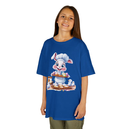 Easter Bunny Chef Kids T-Shirt, Cute Spring Baking Tee with Eggs, Toddler Easter Outfit, Bunny Holding Egg Tray Tee, Cute Animal Design