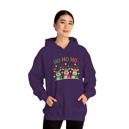 Ho Ho Ho Reindeer Hoodie, Cute Christmas Holiday Pullover for Women