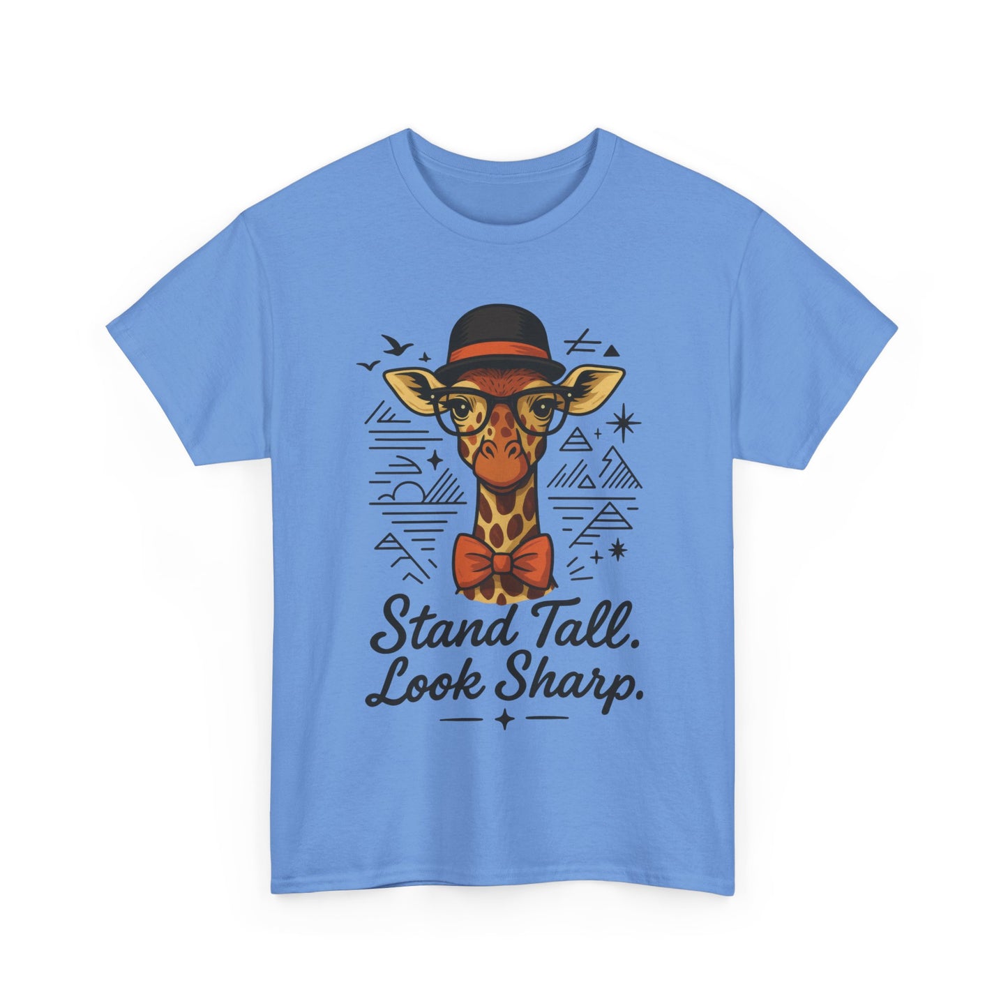 Hipster Giraffe T-Shirt with Hat and Glasses, Whimsical Giraffe Tee, Fun Gift, Cute Graphic Shirt, Unisex Heavy Cotton Tee