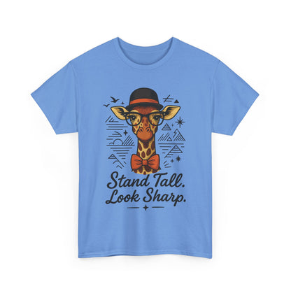Hipster Giraffe T-Shirt with Hat and Glasses, Whimsical Giraffe Tee, Fun Gift, Cute Graphic Shirt, Unisex Heavy Cotton Tee